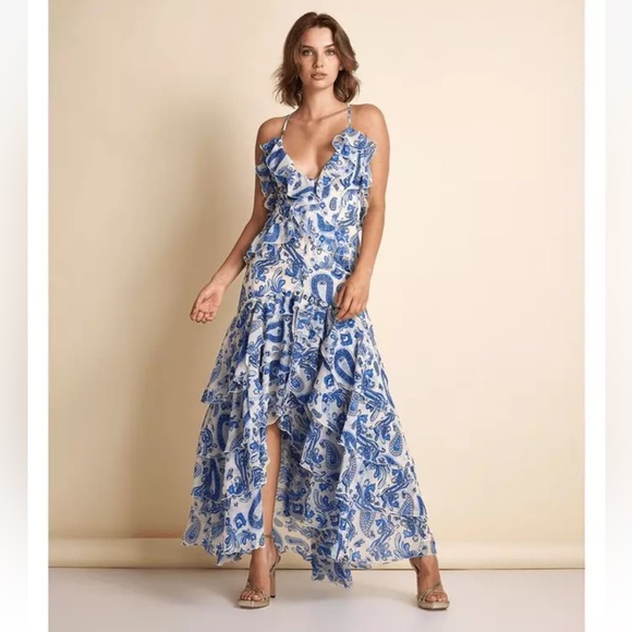 Anthropology Lace the label asymmetrical dress size small high low ruffle - Picture 1 of 10